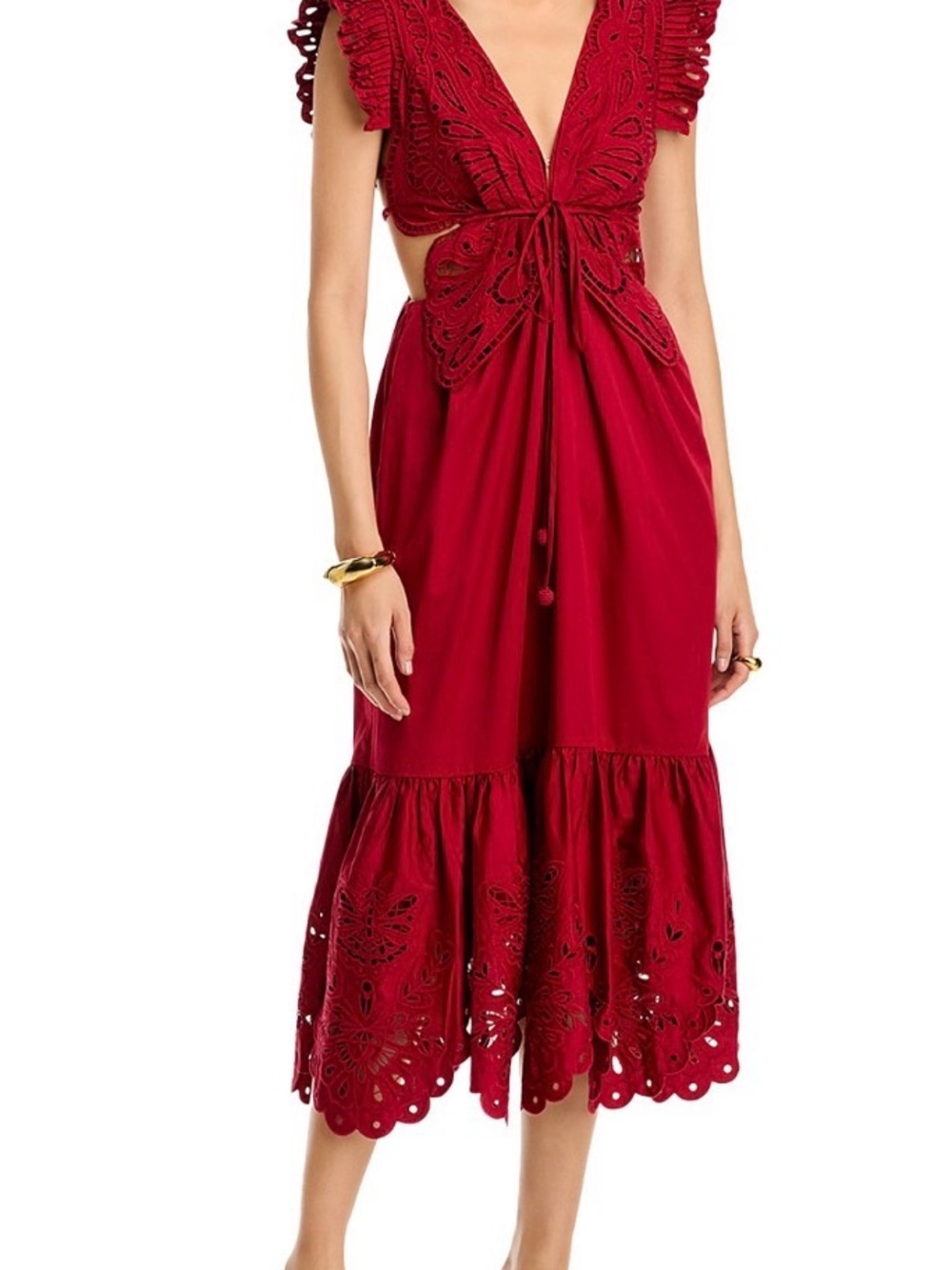 Farm Rio Red Butterfly Midi Dress
